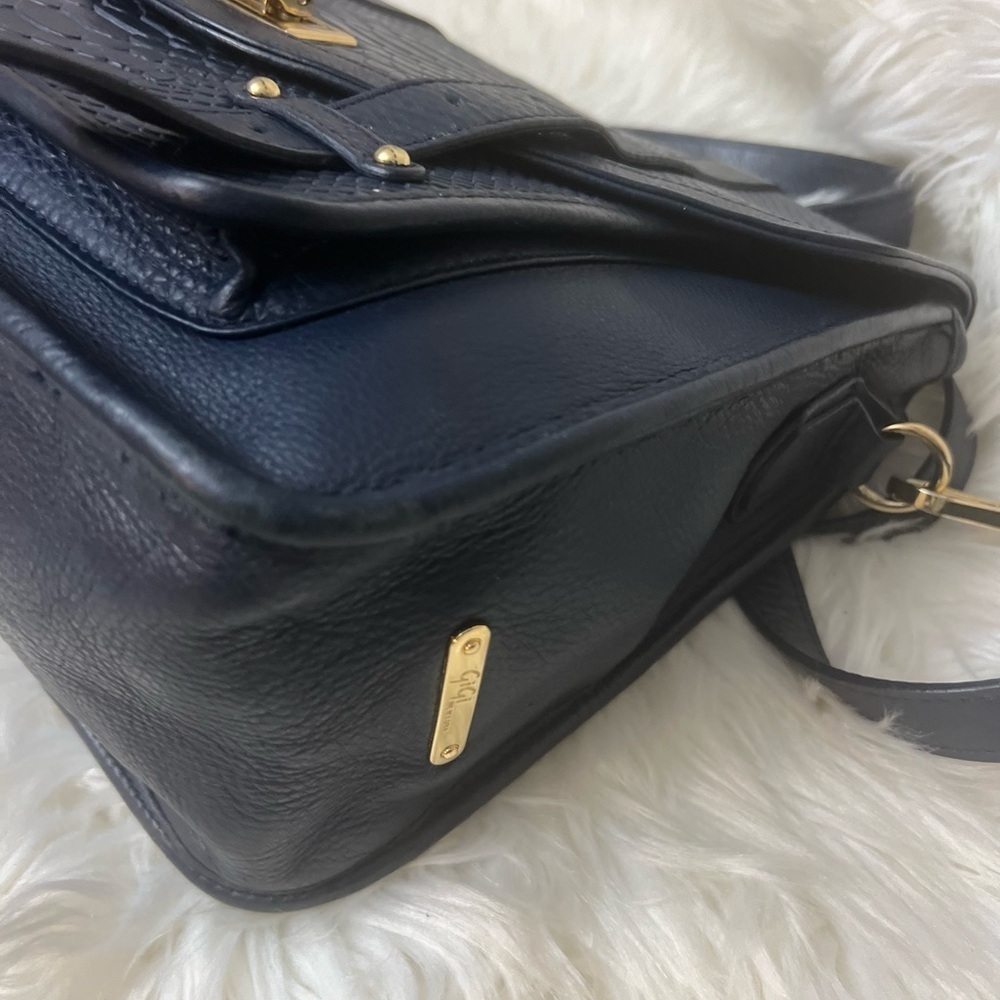 GiGi New York Navy Satchel with Gold Accents - Picture 7 of 15